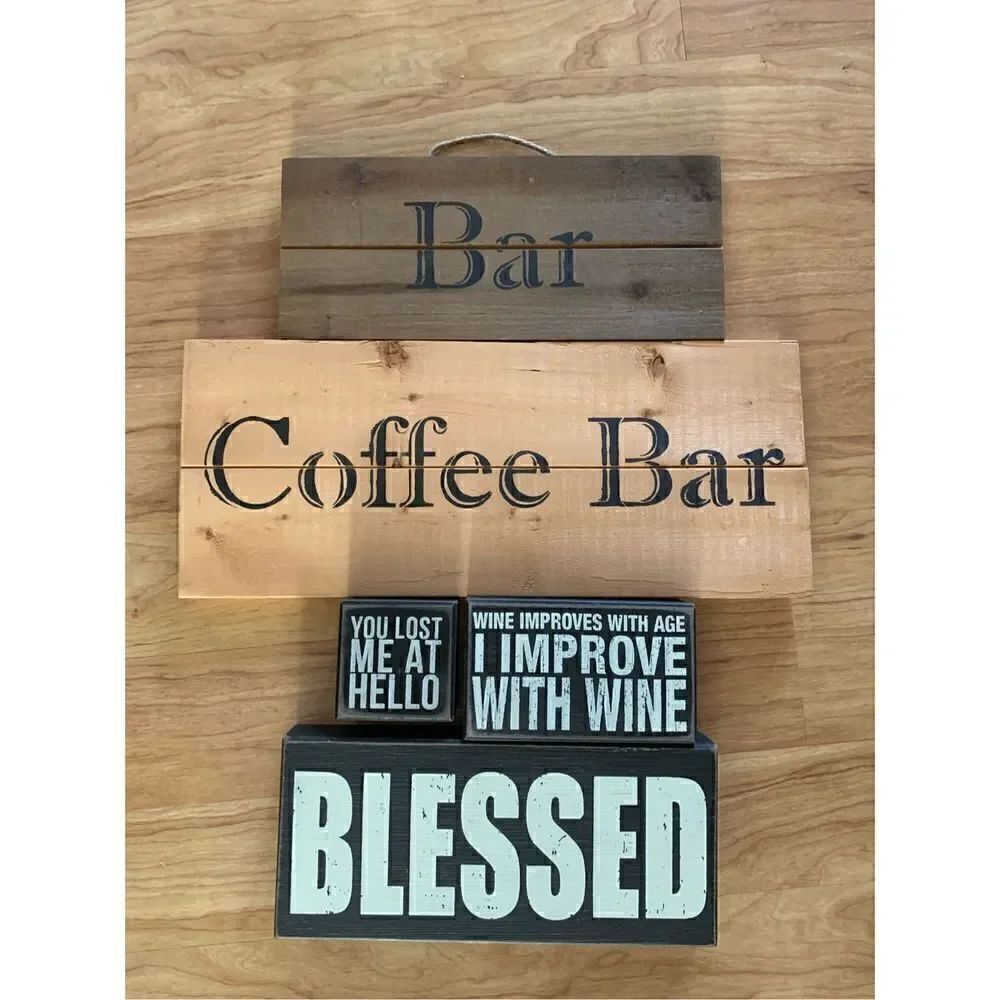 Wooden signs coffee bar, bar